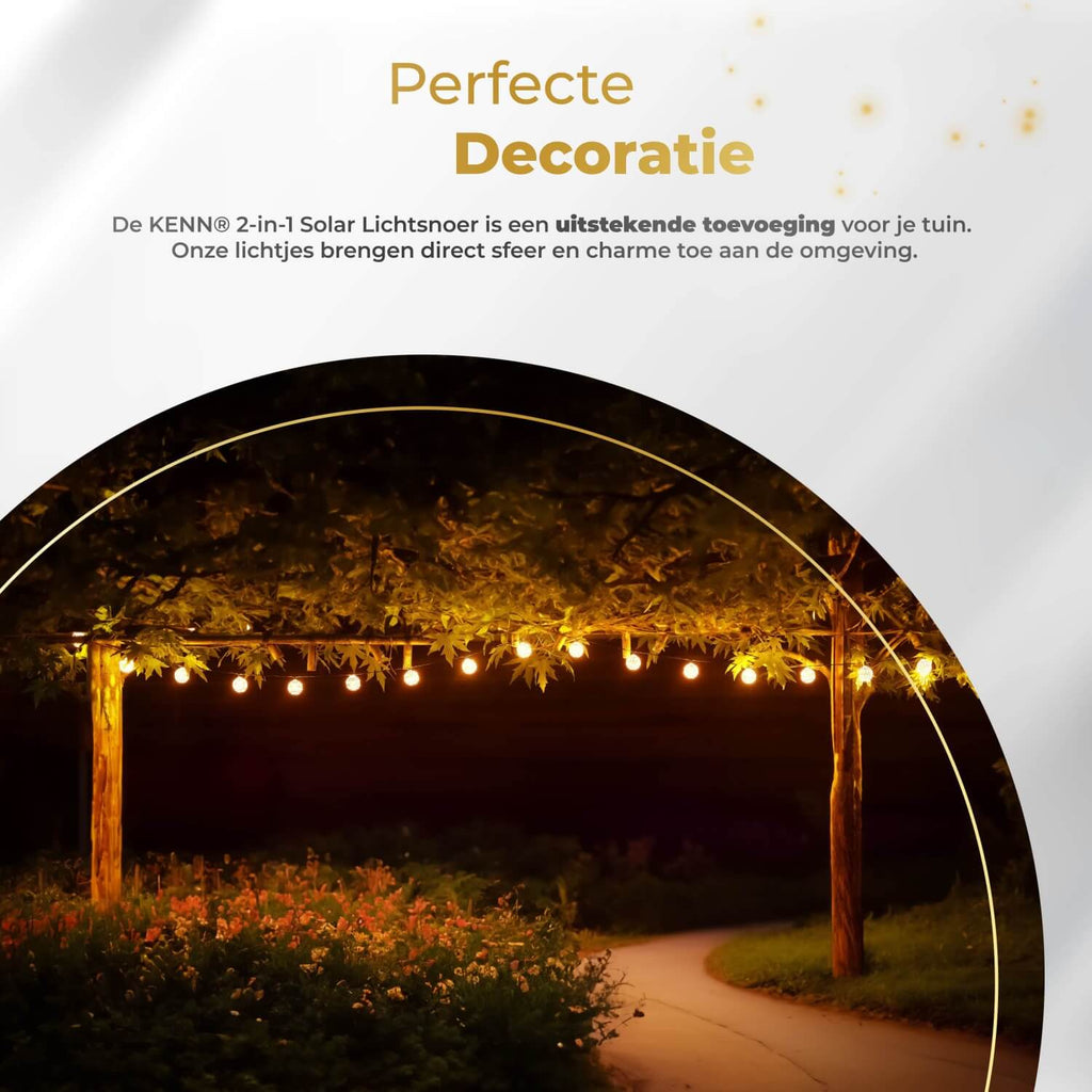 KENN® Marrakech Lichtsnoer – 3 Meter – Goud – Solar & USB