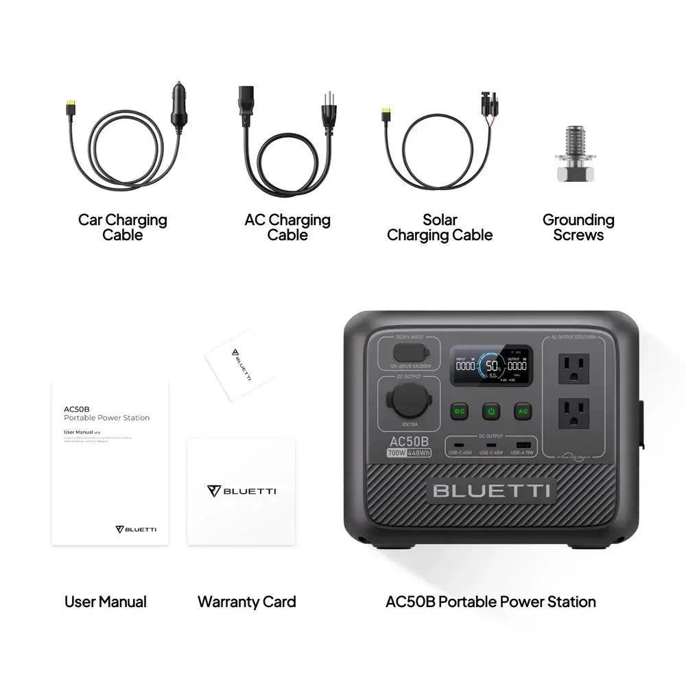 BLUETTI AC50B Portable Power Station | 700W 448Wh Compact Reliable Energy for Outdoor and Emergency Use